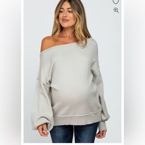 Grey off the shoulder sweater from Pink Blush